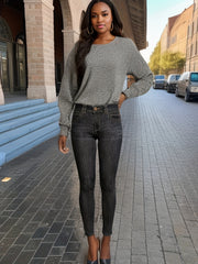  Washed Button Fly Stretch Skinny Jeans