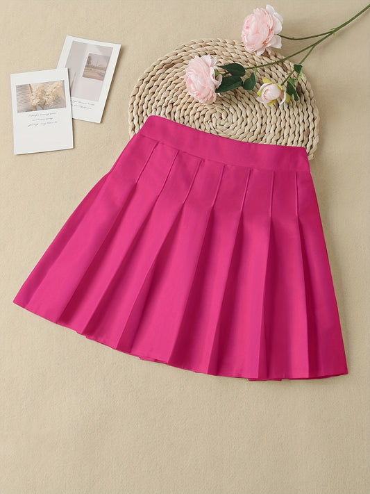 Girls' High Waist Pleated Skater A Line Skirt