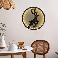 LED Christmas Deer Wooden Sign Hanging Wall Sticker Pendant
