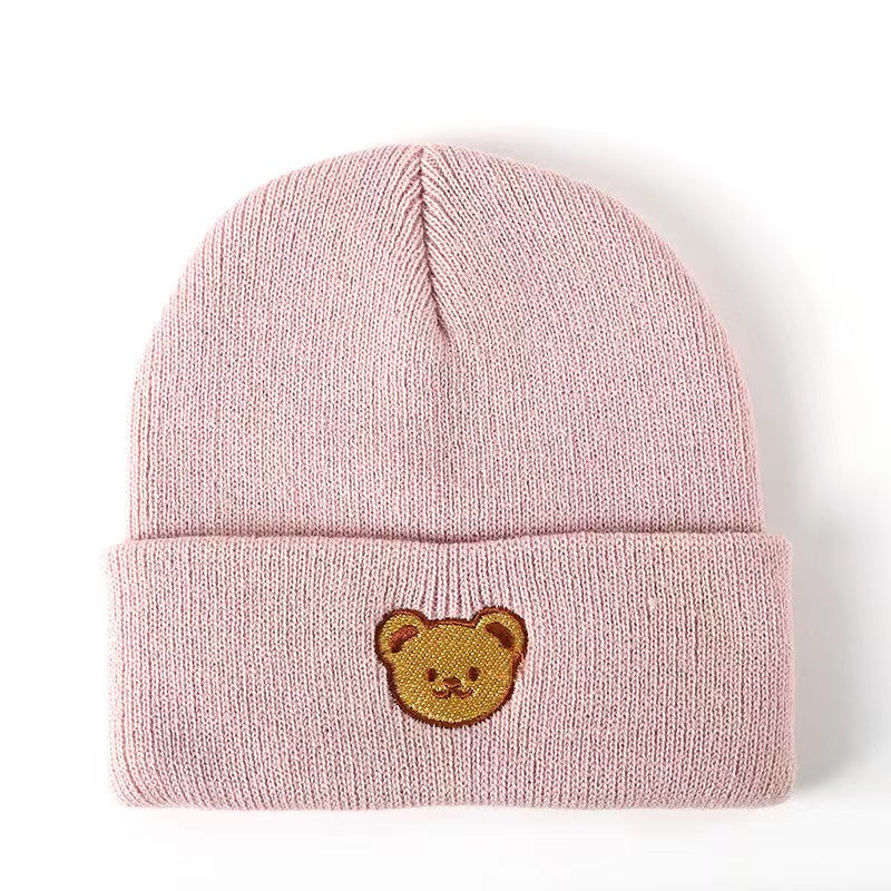 Boys Bear Knit Beanie Hat Warm Winter Autumn