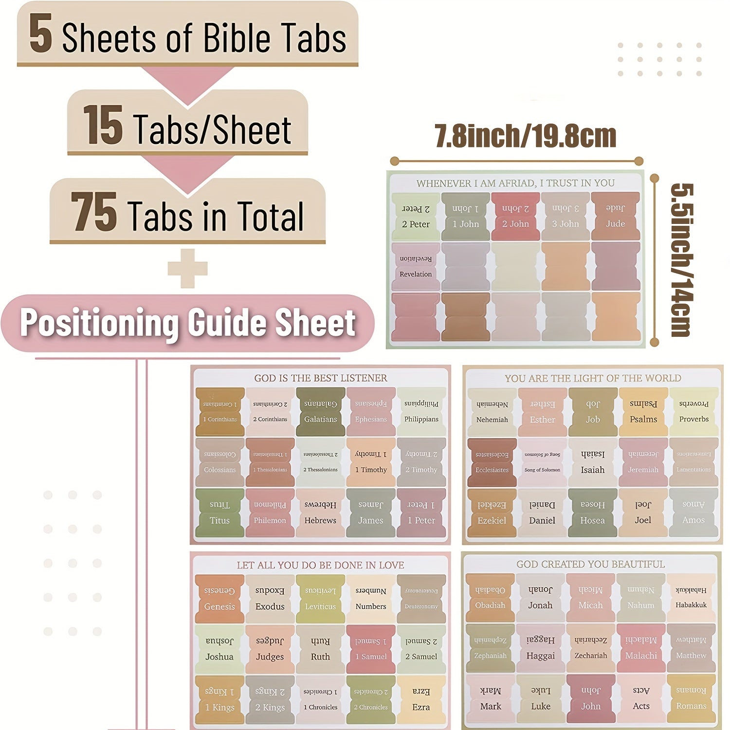 Bible Tabs Sticky Index Tabs 75 Tabs Boho Theme Laminated Tabs
