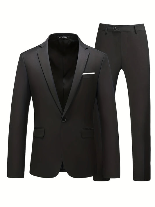 Men's Slim Fit 1 Button Suit Blazer and Pants Set
