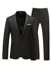 Men's Slim Fit 1 Button Suit Blazer and Pants Set