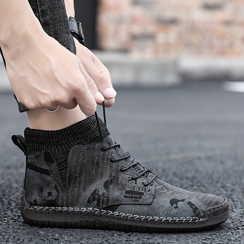 Men's Faux Leather Ankle Top Boots for Climbing Trekking