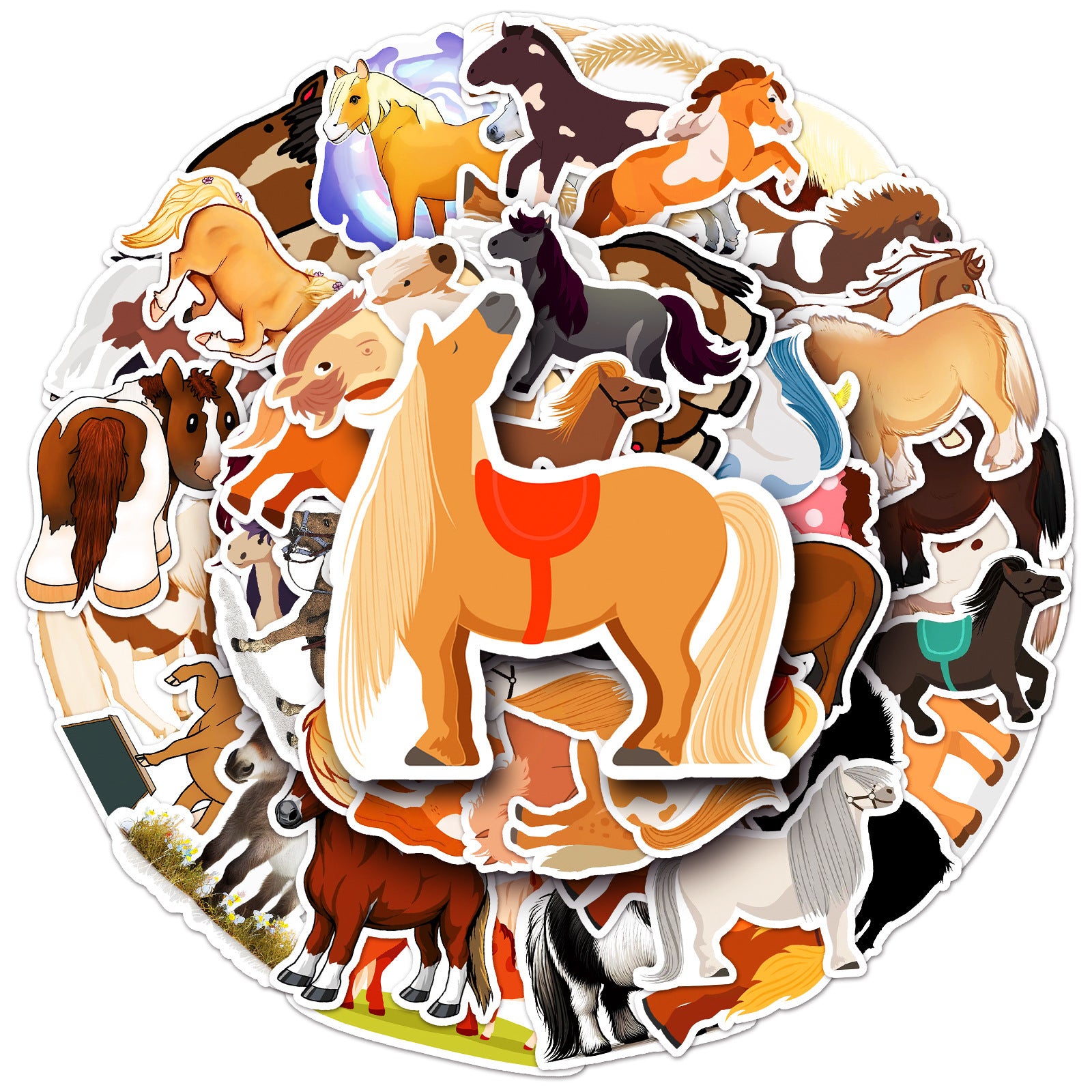 50pcs Animal Sticker Pack Reusable Vinyl Decals for Laptops Phones