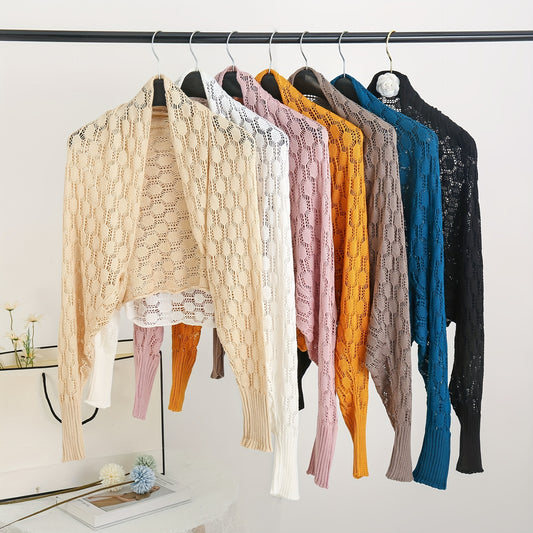 Short Knitted Geometric Cardigan Shawl for Women