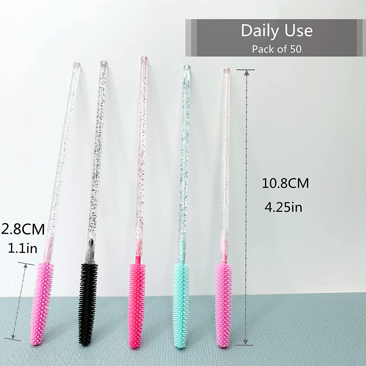 50 Pcs Mascara Wands Eyelash Brush Spools For Eyelash Extension Eyebrow Makeup