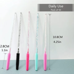 50 Pcs Mascara Wands Eyelash Brush Spools For Eyelash Extension Eyebrow Makeup