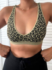 Leopard Pattern U Neck Sport Bra