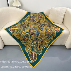 Silk Retro Orange Green Warm Shawl