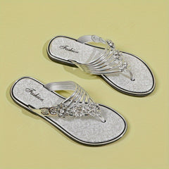 Rhinestone Flip Flops Flat Summer Shoes