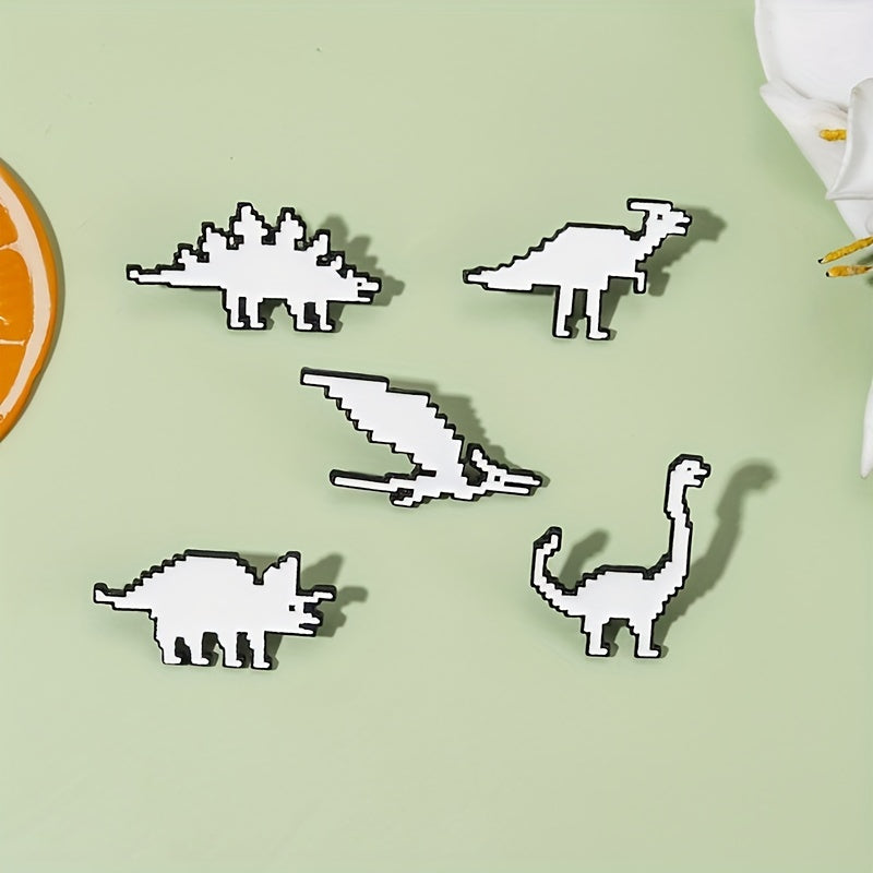 Dino Enamel Pin & Pixels T-Rex Lapel Badges Inspiration Brooches