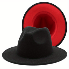 Double Sided Felt Jazz Hat Solid Warm Cowboy Hat