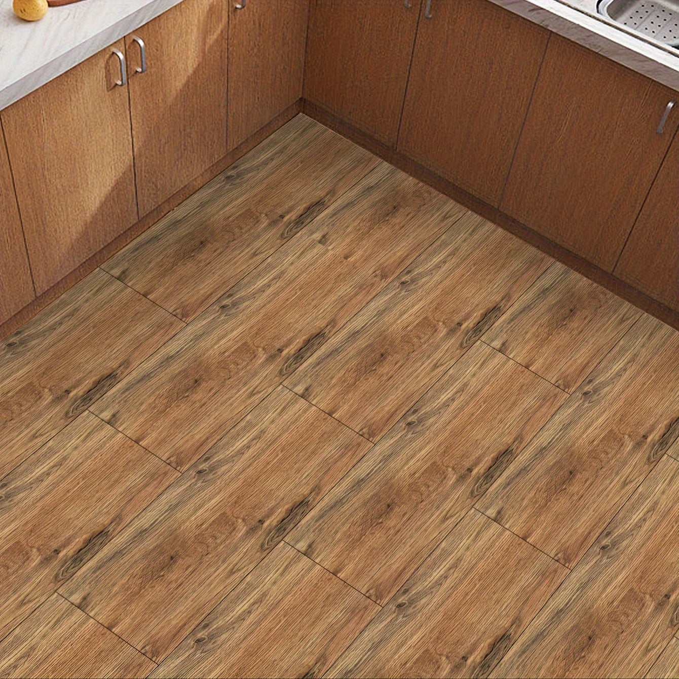 5pcs Wood Pattern Floor Sticker Waterproof Tile Sticker Home Decor 0.7mm
