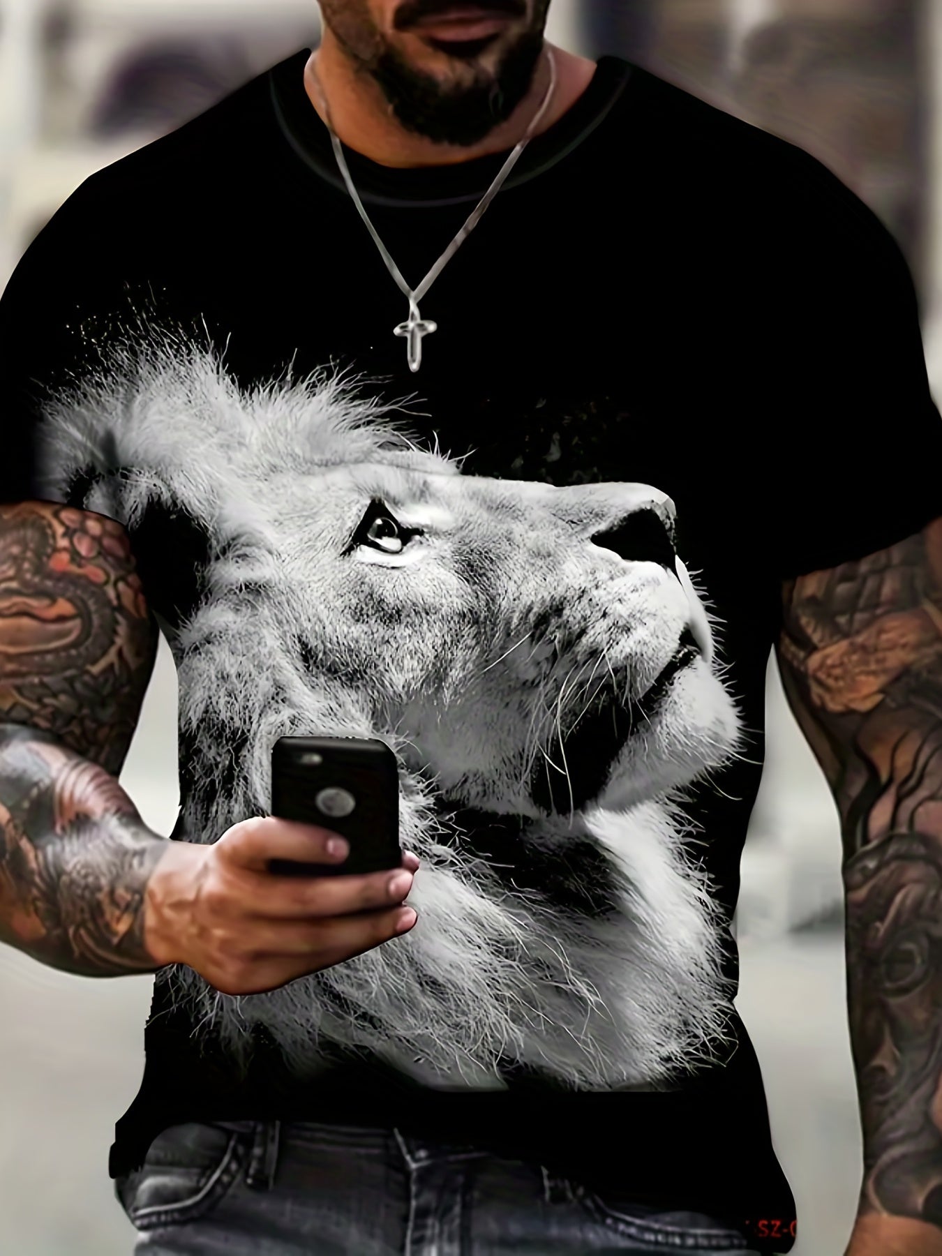 Men's American Flag Eagle Lion 3D Print Tee Top