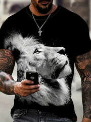 Men's American Flag Eagle Lion 3D Print Tee Top