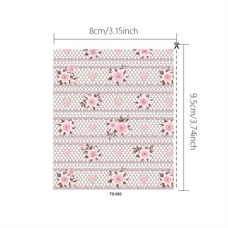 5D Floral Plant Embossed Nail Decals Self Adhesive Nail Stickers