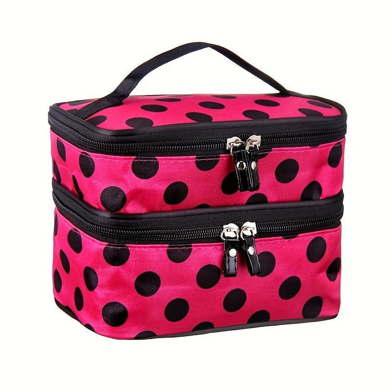 Double Layer Dot Pattern Makeup Bag for Women