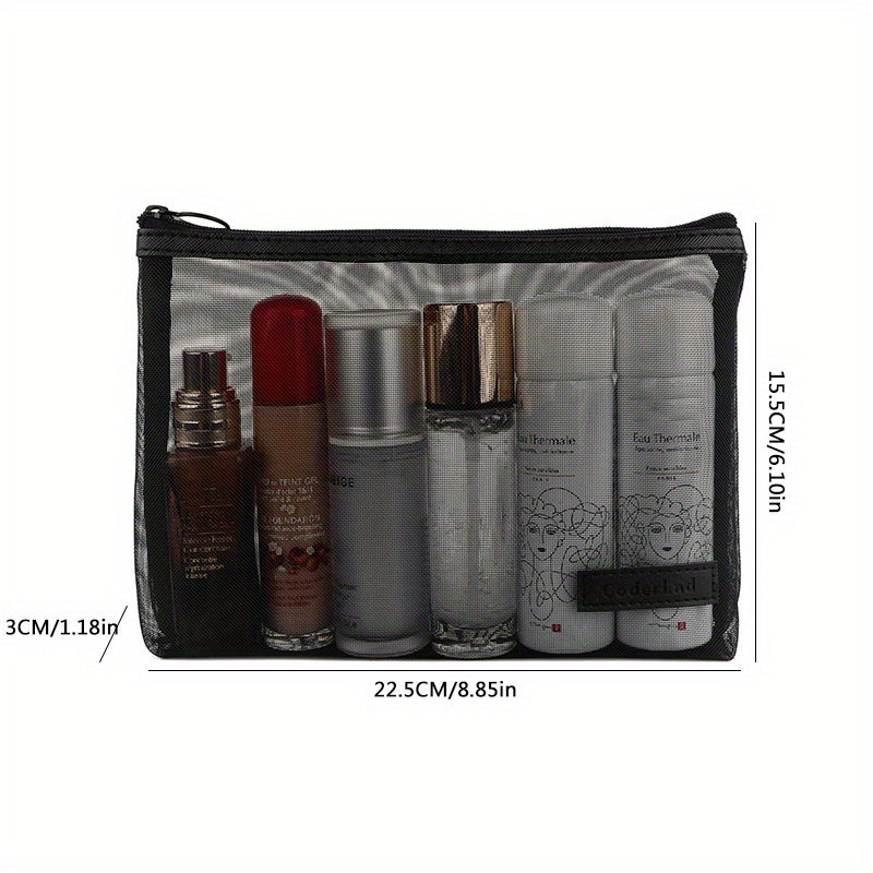 Roomy Mesh Makeup Bag with Zipper for Travel & Toiletry Organization