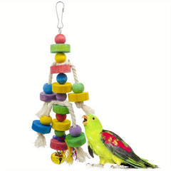 Small Parrot Toys Rope Circles and Wooden Blocks for Fun and Exercise