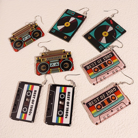 Y2K Music Tape Record Radio Dangle Earrings Acrylic Material
