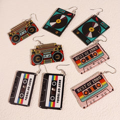 Y2K Music Tape Record Radio Dangle Earrings Acrylic Material