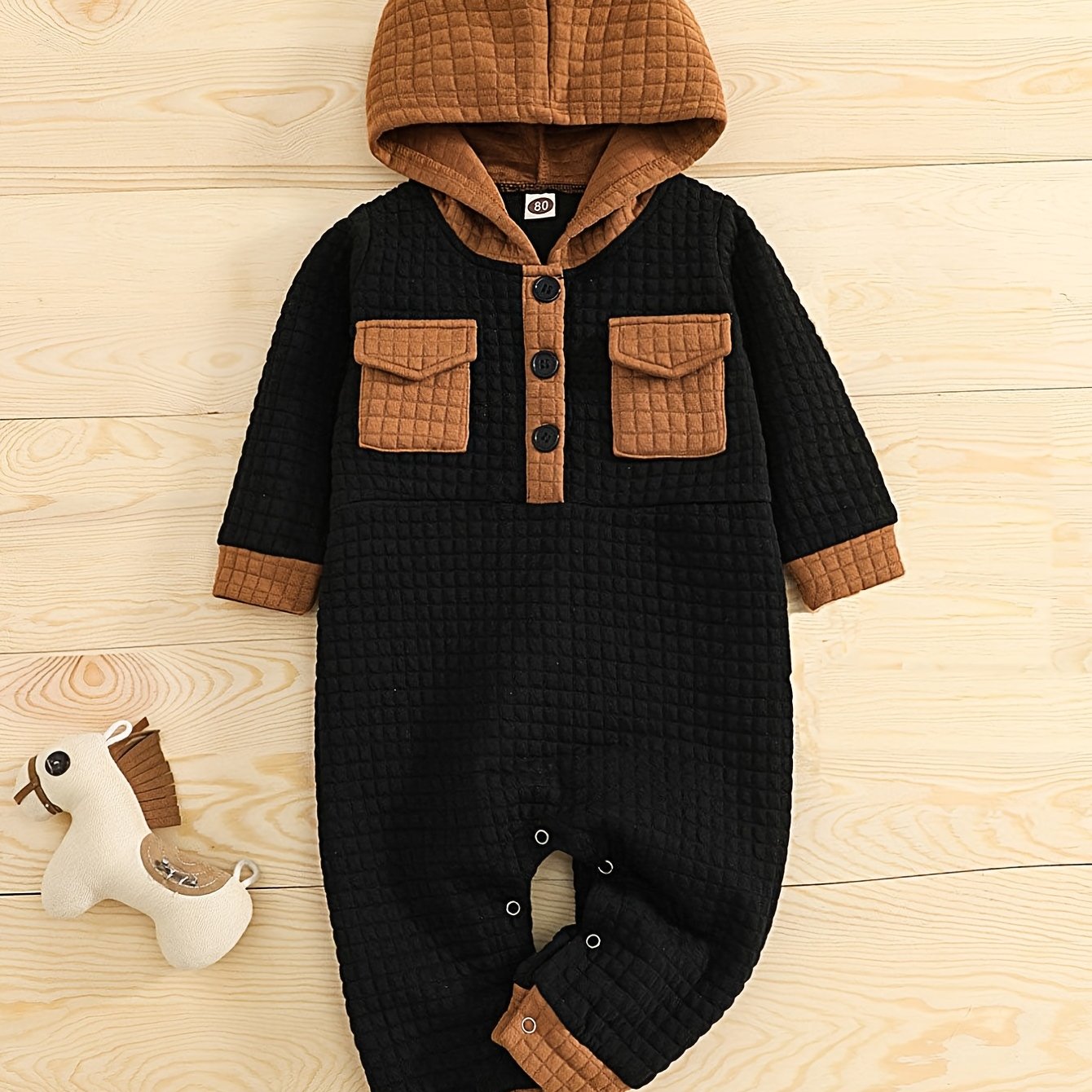 Baby's Hooded Jumpsuit Long Sleeve Romper