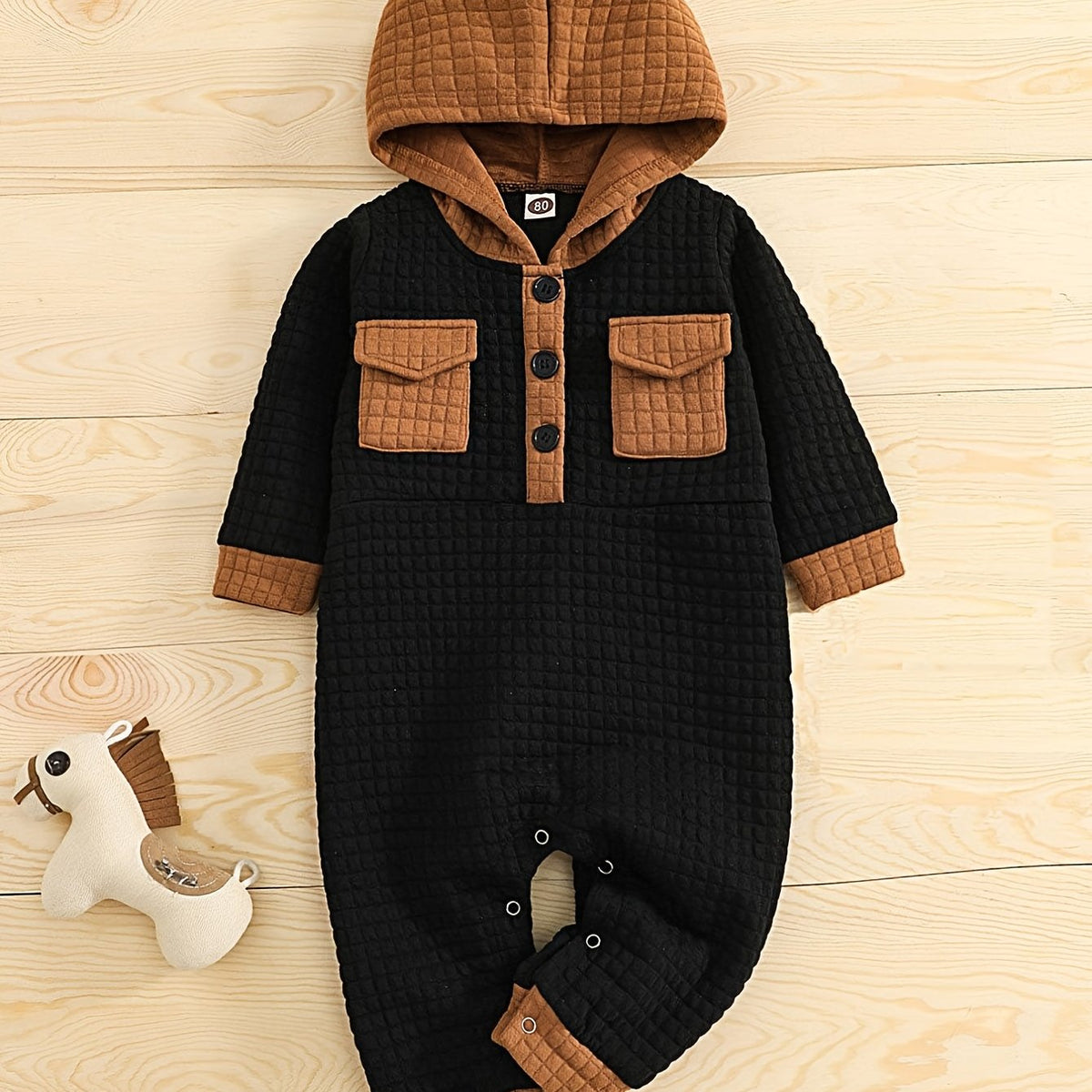 Baby's Hooded Jumpsuit Long Sleeve Romper