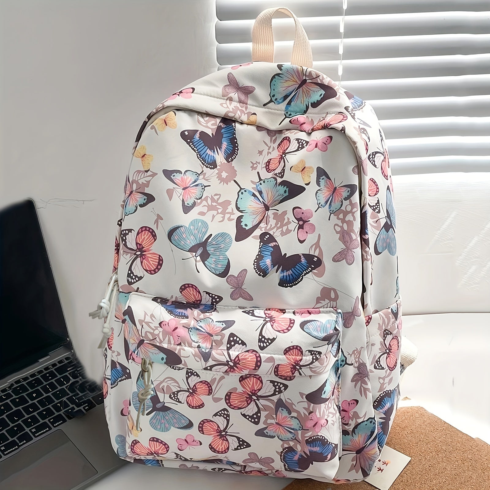 Floral Butterfly Backpack Spacious Pocket Durable School Bag