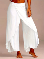 Plus Size Solid Split Stretch Wide Leg Pants