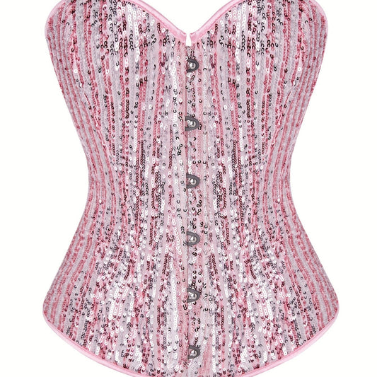 Sequin Strapless Corset Bustier Tummy Control Lace Up Slimmer Body Shaper