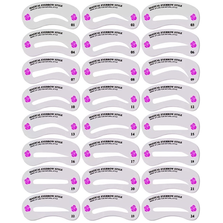24pc Reusable Eyebrow Stencil Kit for Perfect Female Eyebrows Shape & Enhance