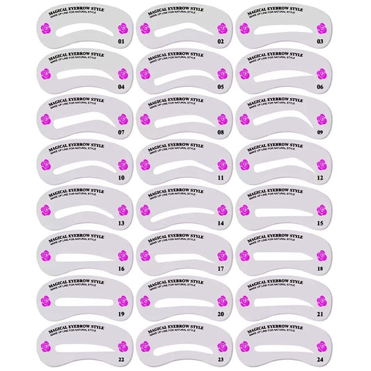 24pc Reusable Eyebrow Stencil Kit for Perfect Female Eyebrows Shape & Enhance