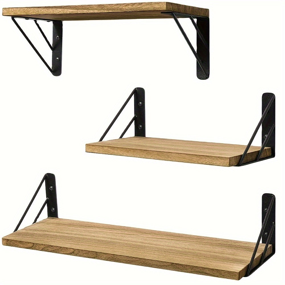 Adjustable Kitchen Racks 3 Tier Wall Shelves Wooden Storage Hanging Shelf