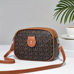 Vintage Classic Letter Print Crossbody Bag PU Leather Square Purse