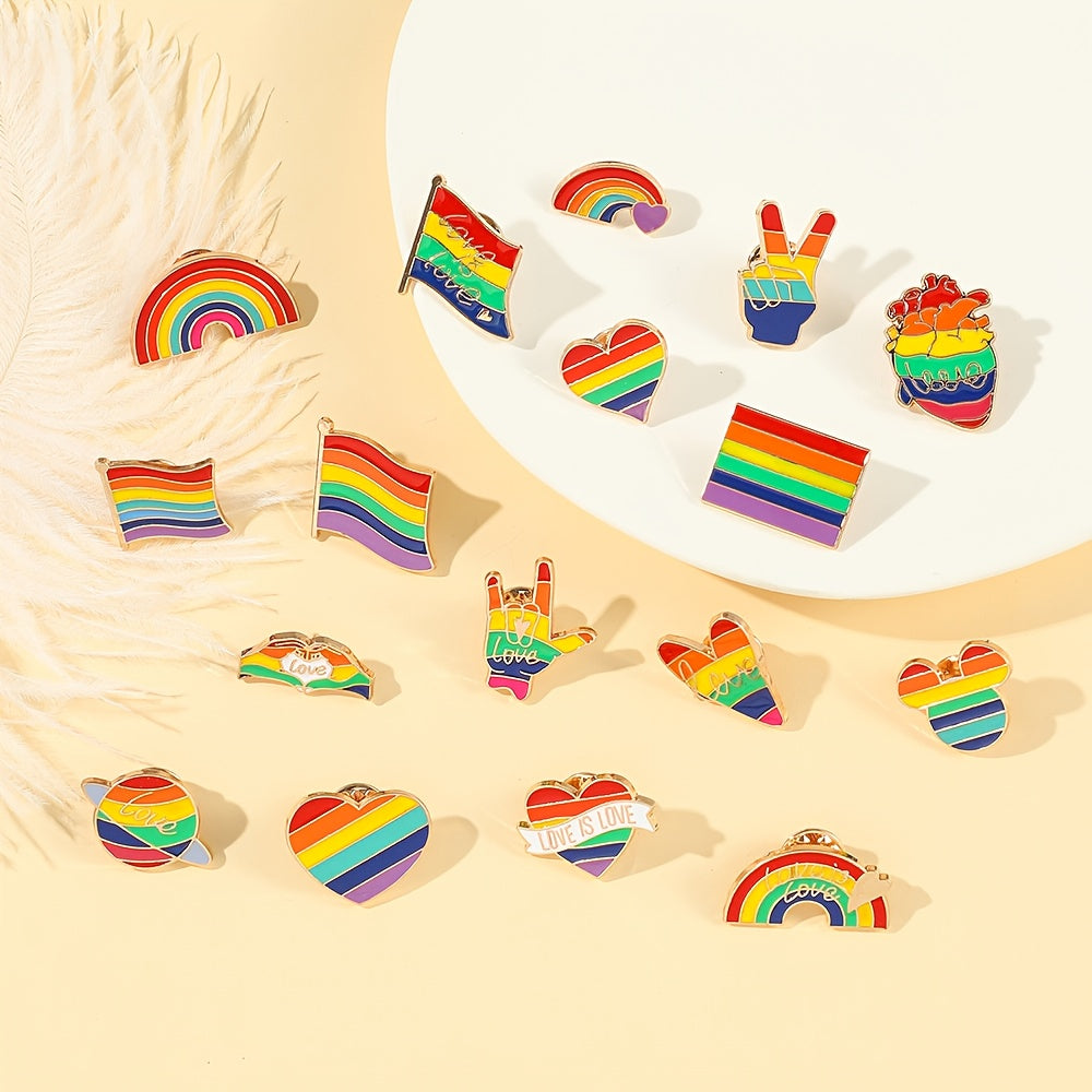 Rainbow Heart Flag Heart Embroidered Brooch Personality Alloy Pin
