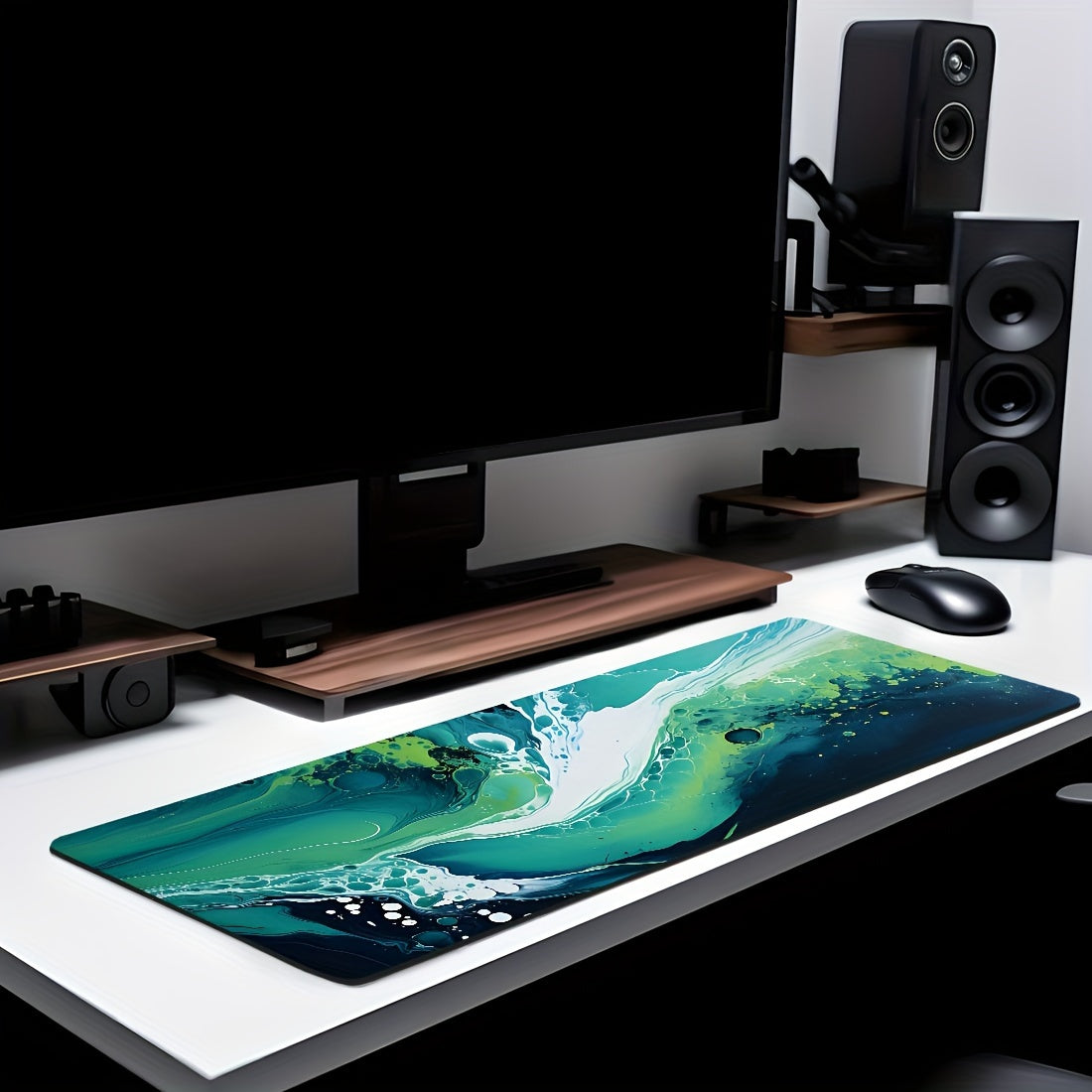 Green Fluid Painting Large Mouse Pad for Office or Home