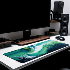 Green Fluid Painting Large Mouse Pad for Office or Home