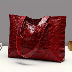 Crocodile Pattern PU Leather Tote Bag Shoulder Handbag