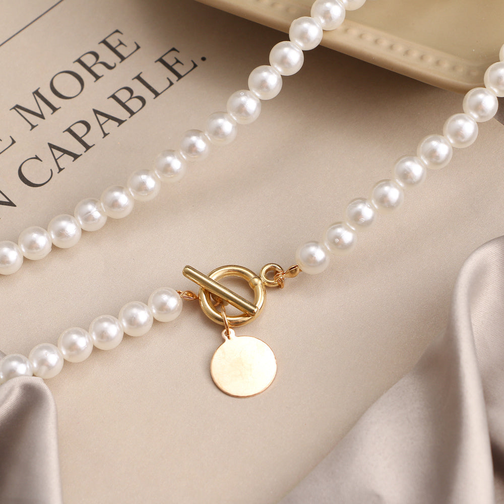 Women's Round Pendant Necklace in Gold Tone