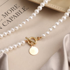 Women's Round Pendant Necklace in Gold Tone