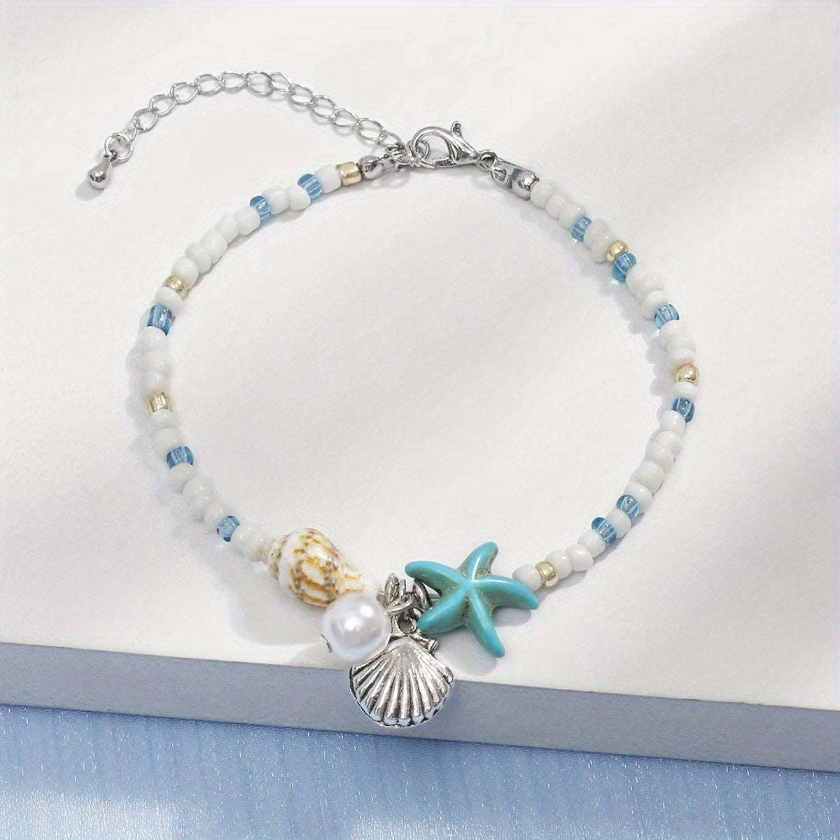 Starfish Conch Beach Anklet Beaded Ankle Bracelet