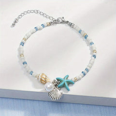 Starfish Conch Beach Anklet Beaded Ankle Bracelet