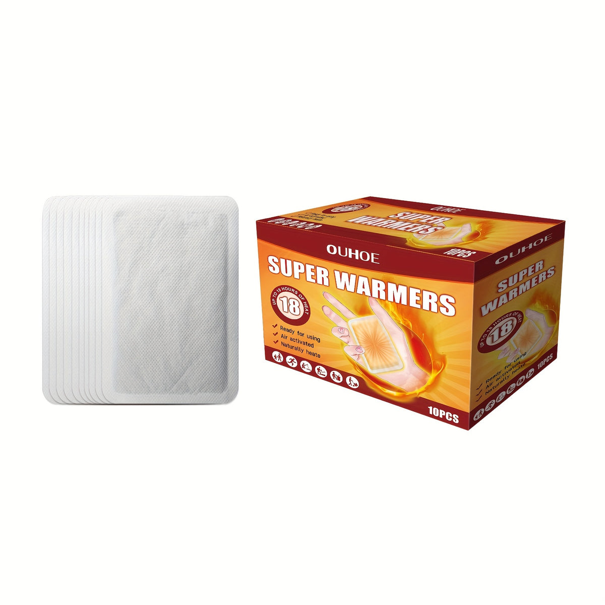 10pcs Disposable Hand Warmers Self-heating Cold-proof Warm Patches