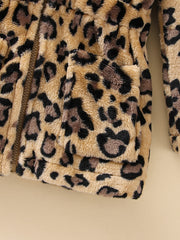 Vintage Leopard Hooded Long Sleeve Coat