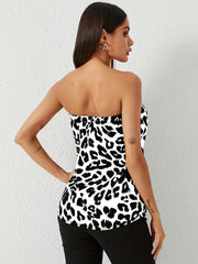 Leopard Print Off Shoulder Tube Top Sexy Summer Women's Clothing