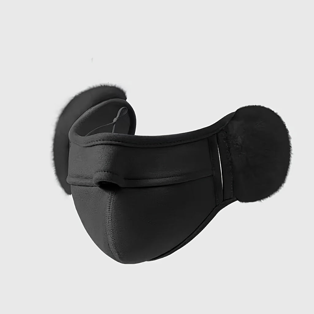 2 in 1 Solid Face Mask Earmuffs, Warm Velvet Ear Warmers