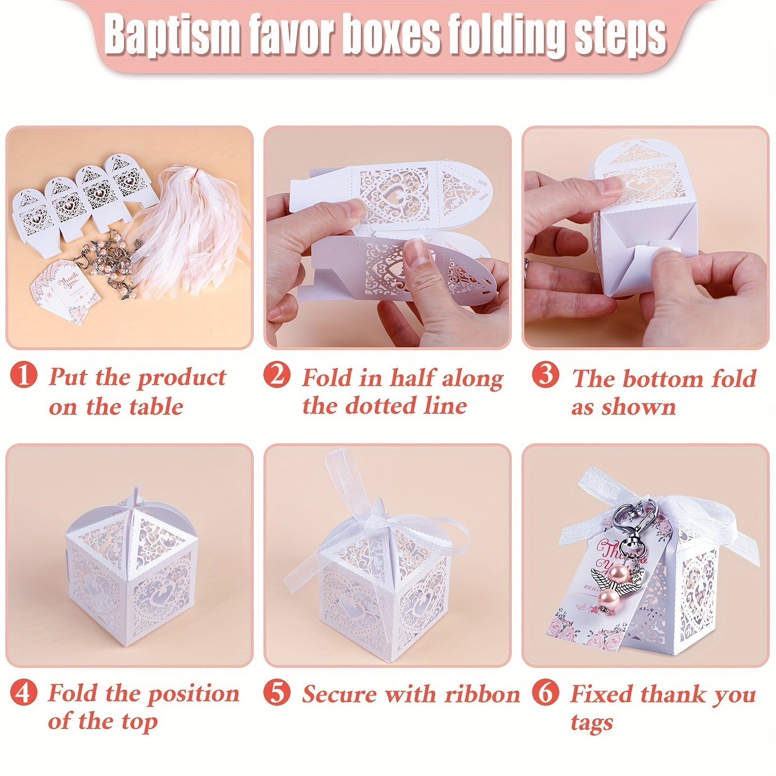 12pcs Angel Keychain Favors with Thank You Cards