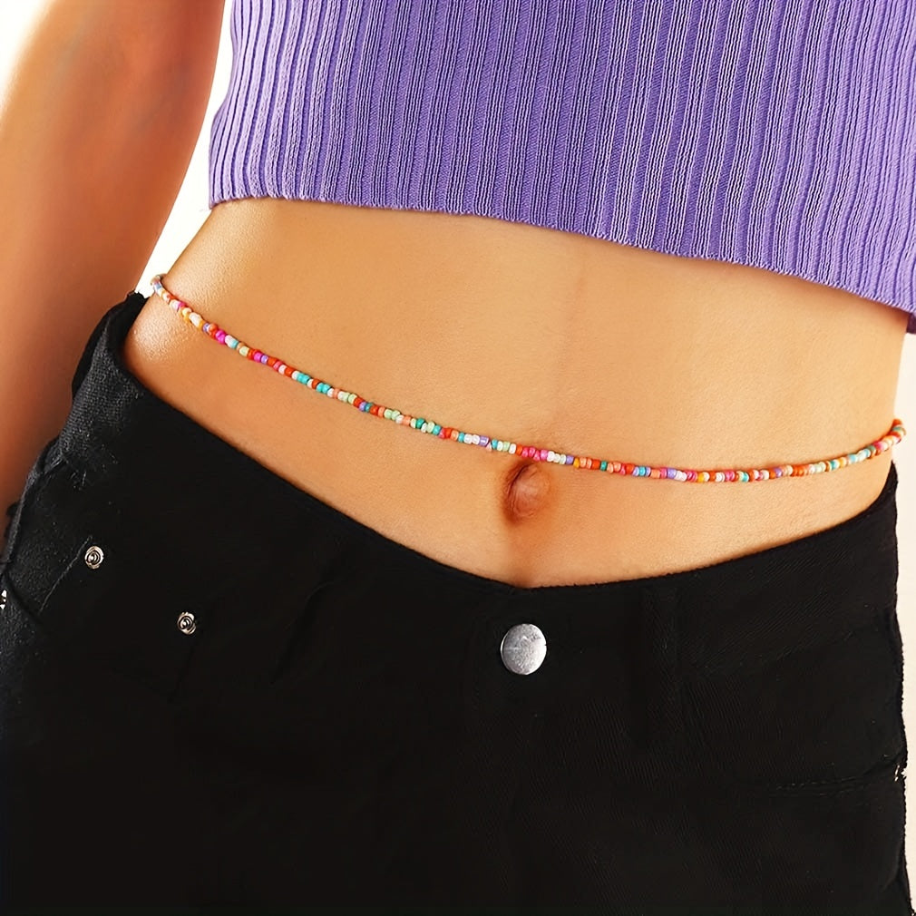 Boho Layer Beads Chain Colorful Women Belly Chain Decorative Dress Chain
