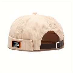 Retro Corduroy Docker Brimless Beanie Sailor Cap Hat
